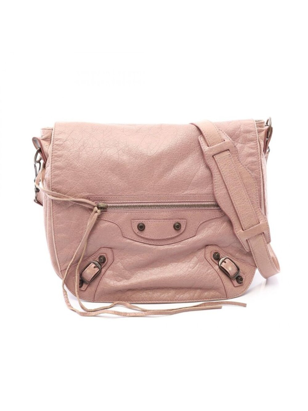 Balenciaga Shoulder Bag the Folk Pink Beige Leather